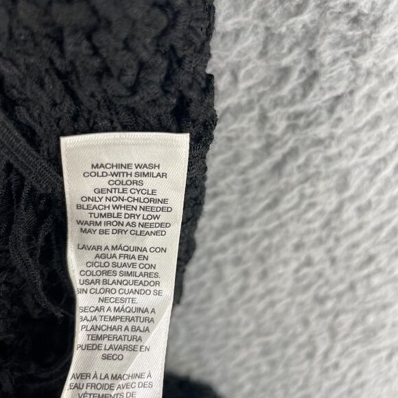 Chicos Womens Cardigan Sweater Open Cable Knit Sleeveless Sz 4 /S Black Coastal - Picture 10 of 11